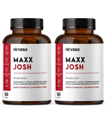 Nirvasa Maxx Josh Tablet, for Stamina, Performance and boosts T-Level in men, enriched with Ashwagandha, Safed Musli, Kaunch Beej (2 X 120 Tablets)
