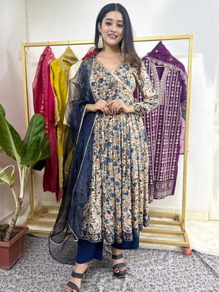 Beige Floral Suit Set-S