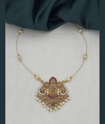 ROFARWORD Gold Brass Necklace Set ( Pack of 1 )