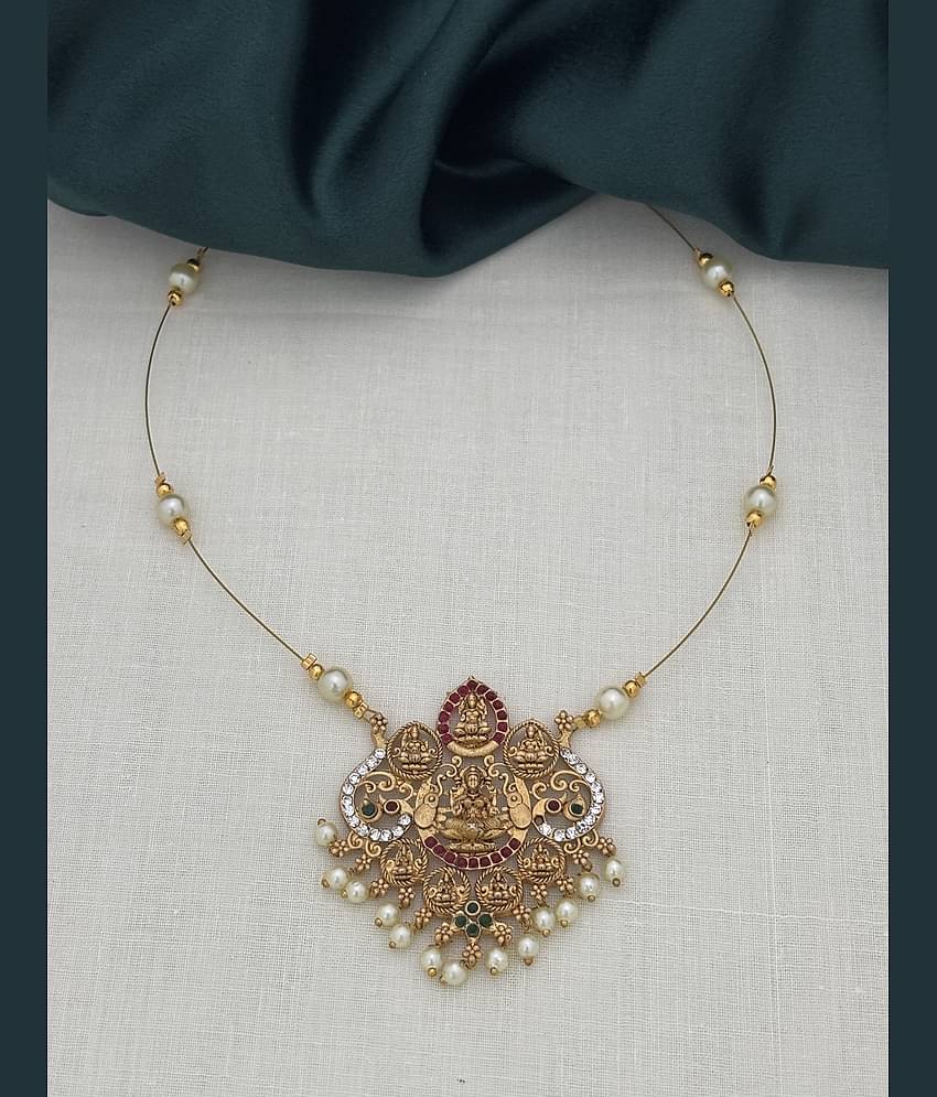 ROFARWORD Gold Brass Necklace Set ( Pack of 1 )