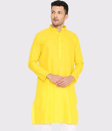 Maharaja - Yellow Cotton Blend Men's Regular Kurta ( Pack of 1 )