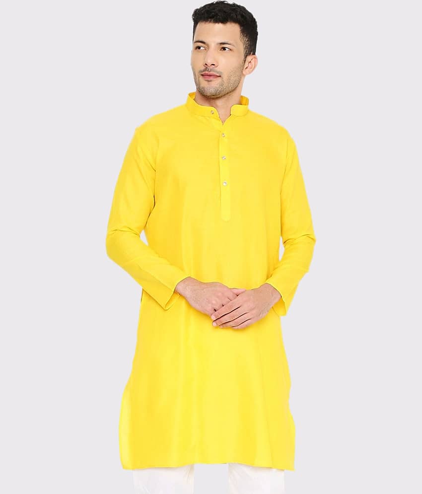 Maharaja - Yellow Cotton Blend Men's Regular Kurta ( Pack of 1 )