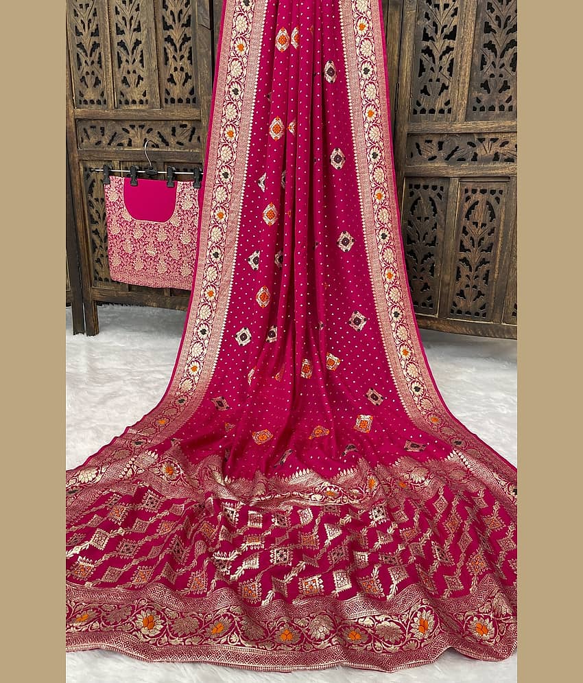 fab woven Kanjivaram Silk Woven Saree With Unstitched Blouse Piece ( Wine )