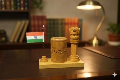 Icrafts Home Décor Exclusive Handmade Wooden Pen Stand – Single Piece (L: 11.43 cm × B: 11.43 cm × H: 13.97 cm, Weight: 235 g)