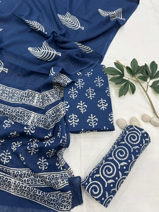 Pure Cotton Unstitched Suit With Cotton Dupatta