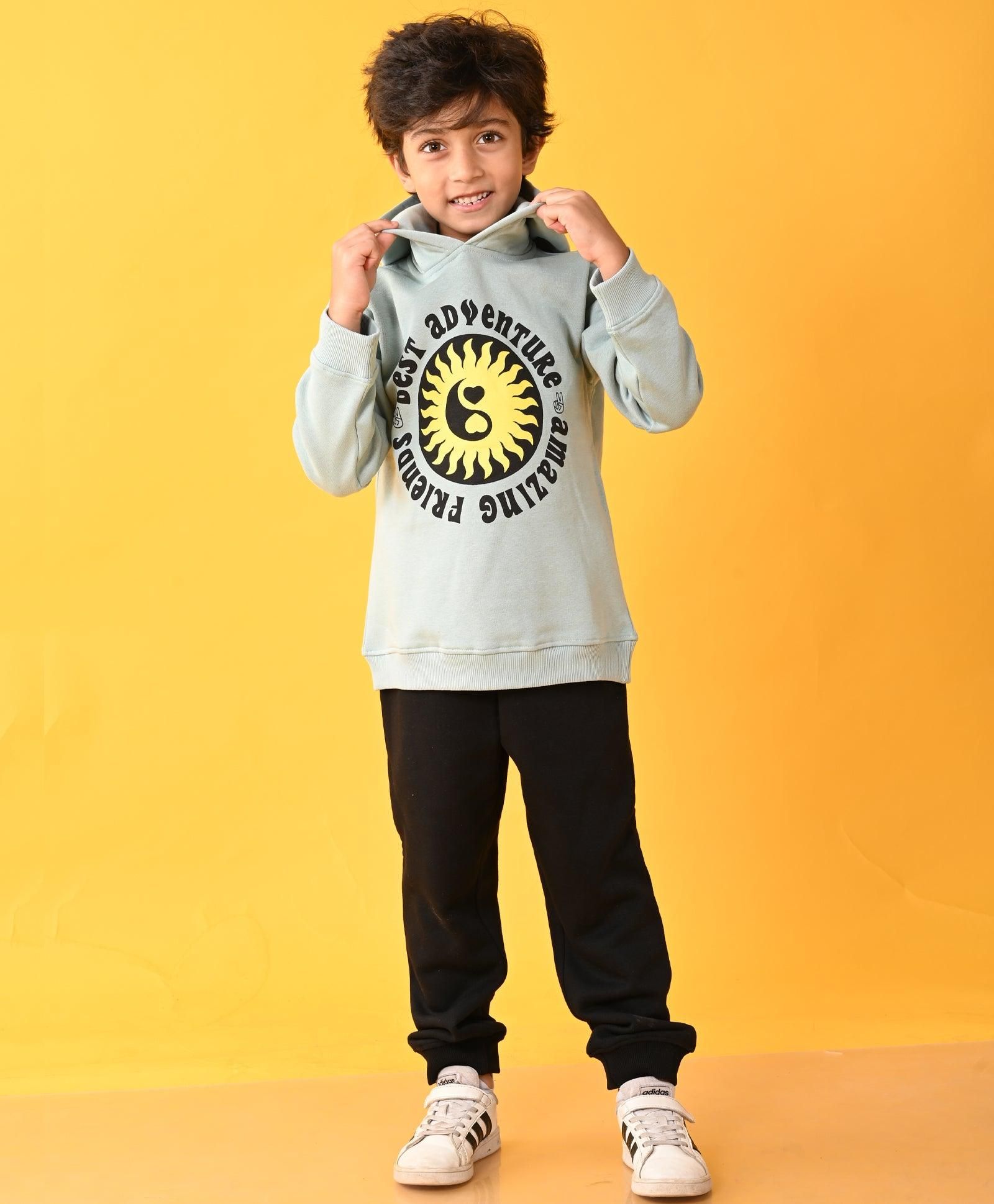 OIL GREEN SUN ADVENTURE BLACK FLEECE HOODIE JOGGER SET D - OIL GREEN / BLACK-0-6 MONTHS / 2N / OIL GREEN / BLACK