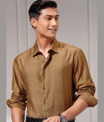 Highlander 100% Cotton Slim Fit Checks Full Sleeves Men's Casual Shirt - Brown ( Pack of 1 )