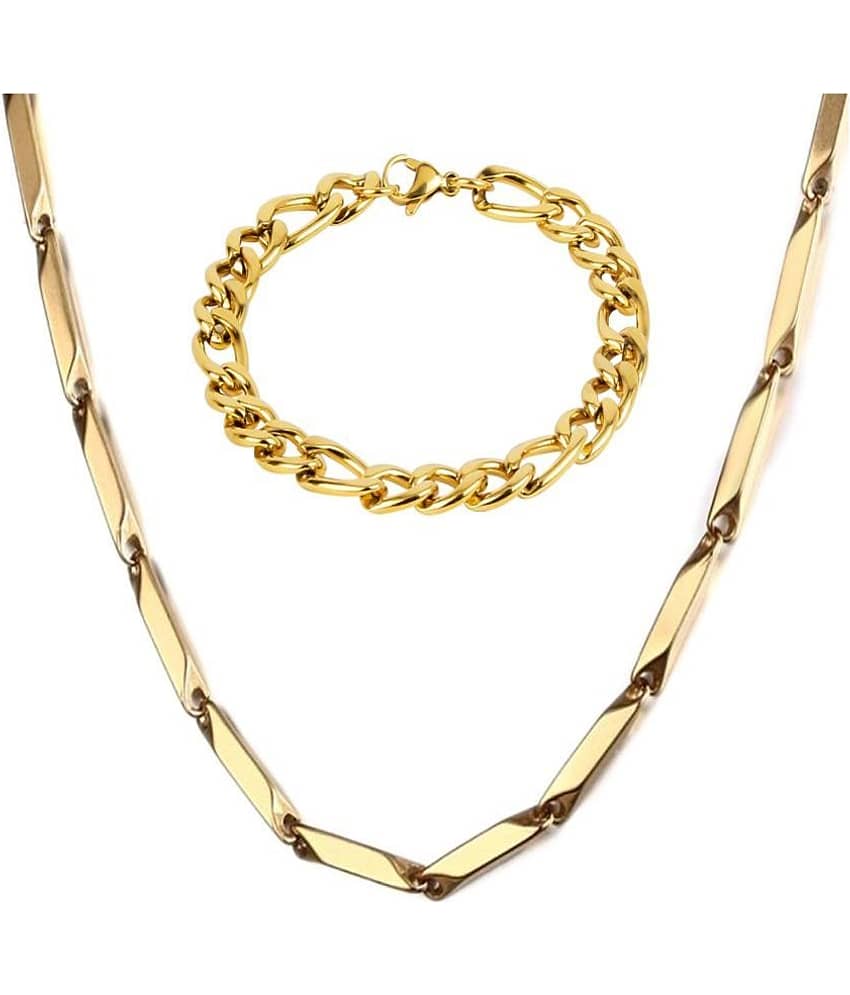FASHION FRILL - Gold Plated Stainless Steel Chain ( Pack of 2 )