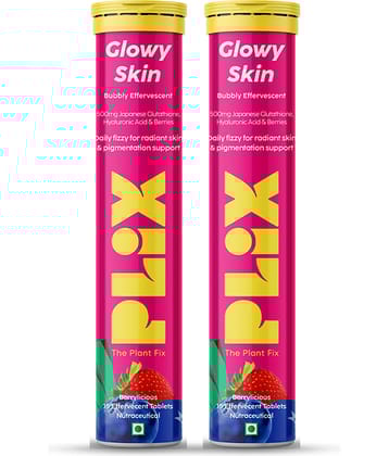 Plix Glutathione Skin Glow Effervescent Tablet 500mg for Clear & Youthful Skin(2 x 15 Tablets)