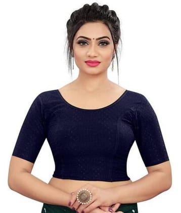 THE PRIVATE LABLE Navy Blue Readymade without Pad Lycra Women's Blouse ( Pack of 1 )