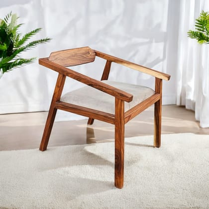 Marina Wooden Arm Chair In Scratch Resistant Rustic Teak Finish
