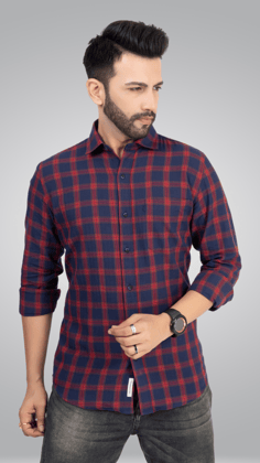 Blue and Red Checks Shirt-S