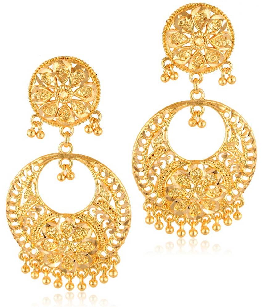 VIVASTRI Golden Jhumki Earrings ( Pack of 1 )