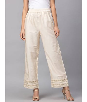 Globus - Off White Viscose Straight Women's Palazzos ( Pack of 1 )