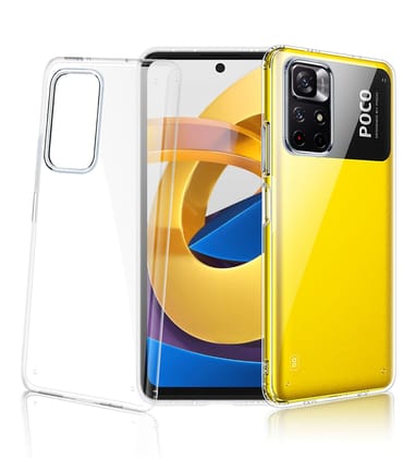 Ice Crystal Series Hybrid Transparent PC Military Grade TPU Back Cover for Poco M4 Pro 5G, 6.6 inch, Crystal Clear