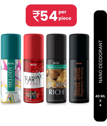 Riya Melody, Thunder Heart, Born Rich, Black rock Deodorant For Men & Women 40 ml Each, Pack of 4