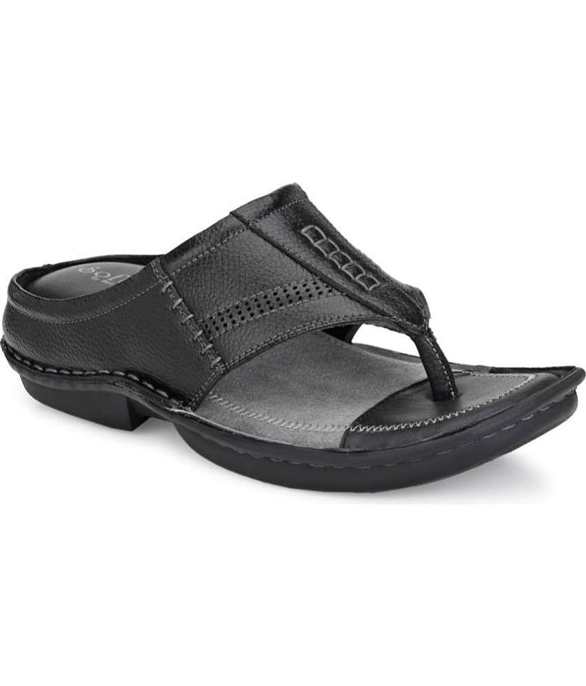 softio - Brown Men's Leather Slipper