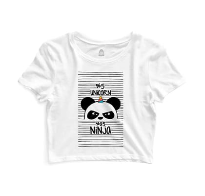 Unicorn vs Ninja - Sukhiaatma Unisex Graphic Printed white Crop Top-XL-40