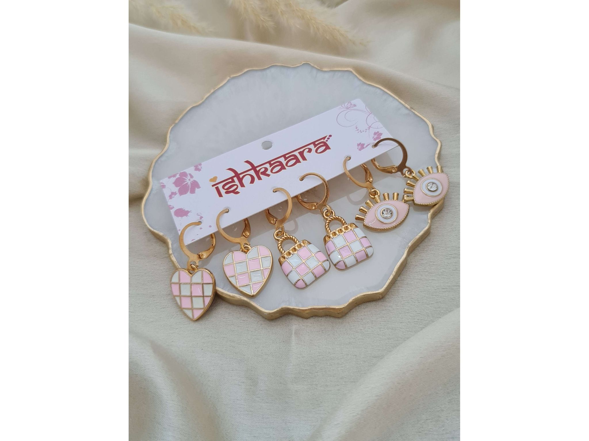 Ishkaara Blush Pink Hoops Combo