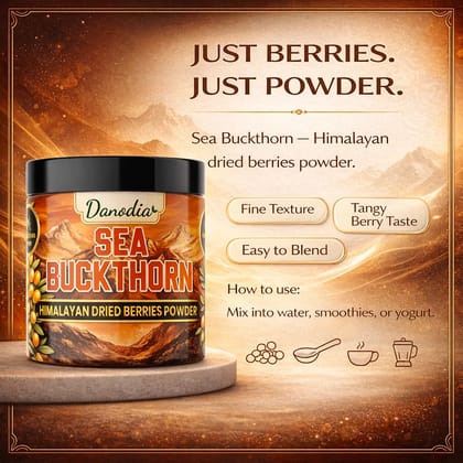 Danodia Foods Himalayan Sea Buckthorn Powder, 100% Pure Superfruit Powder, 80 gm