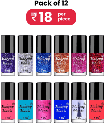 Makeup Mania HD Colors Nail Polish Set of 12 Pcs Nail Polish Multicolor Multi Radiant 72 mL