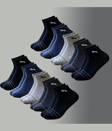 VAMEAR EXCLUSIVE Pack of 10 Men's Cotton Ankle Length Socks ( Black )