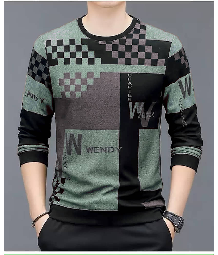 FABRIPPLE Polyester Regular Fit Printed Full Sleeves Men's Round T-Shirt - Purple ( Pack of 1 )