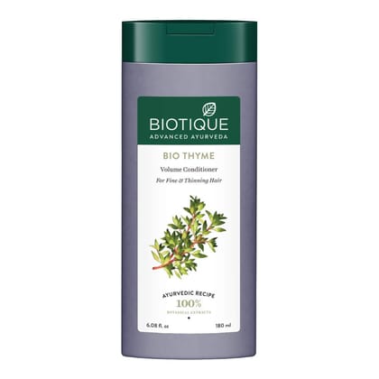 Biotique Thyme Volume Conditioner For Fine And Thinning Hair | Gives Volume And Bounce To Hair | Helps In Thicken Follicles |Suitable For All Skin Types | 180Ml, Peppermint, 180 Millilitre Biotique Thyme Volume Conditioner For Fine And Thinning Hair | Gi
