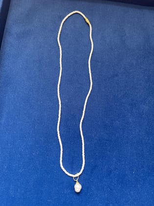 TULIP Traditional Artisians' Upliftment Livelihood Program Pearl Pendant Necklace with White Beaded Chain, Gold Tone Bail, Delicate Jewelry TULIP Traditional Artisians' Upliftment Livelihood Program Pearl Pendant Necklace with White Beaded Chain, Gold Tone Bail, Delicate Jewelry