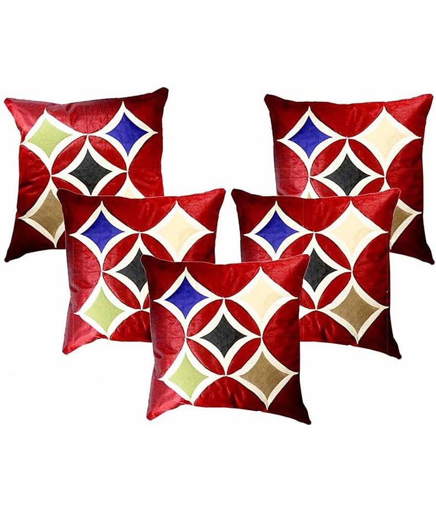 Belive-Me Set of 5 Poly Dupion Cushion Covers 40X40 cm (16X16)