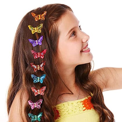Aliza Hair Claw Clips Transparent Trendy Crystal Colors Non-Slip Jaw Clips Clear Clutches Butterfly Clutcher for Hair Accessories for Women & Girls Random Color (6 Pcs)