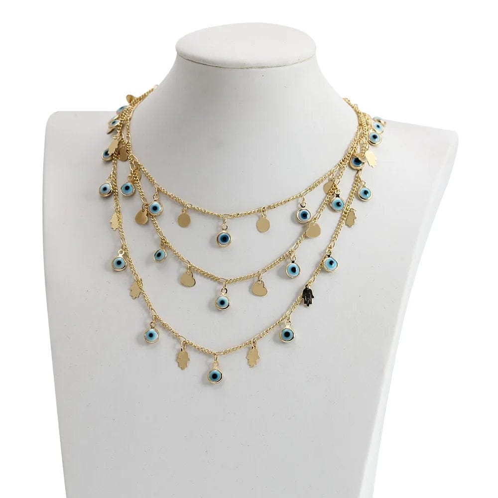 Kingcome New Style Devil's Eye Necklaces Fashion Love Heart Palm Evil Angel Eye Clavicle Chain Necklace