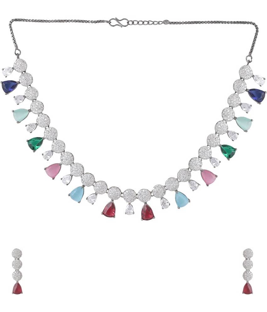 VIRAASI - Multicolor Brass Necklace Set ( Pack of 1 )
