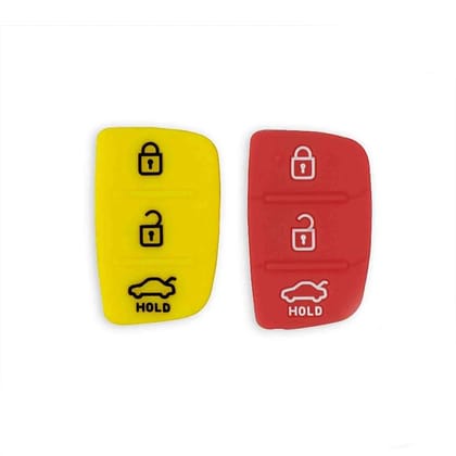 Replacement Remote Keypad (Red + Yellow) for Hyundai i20 3-Button Flip Key Models 2013-2014  Pack of 2, Durable, for Key Fob Repair and Replacement.
