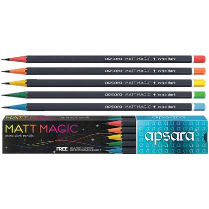 Apsara Matt Magic Extra Dark Pencil - Used For Drawing, Writing, 10 Pcs
