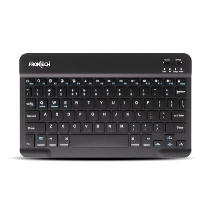 Frontech Ultra-Slim Wireless Mini Bluetooth Keyboard with 78 Keys, Rechargeable Battery, Compact Design for Windows/Mac/Android/iOS – Black (FT-1603A)