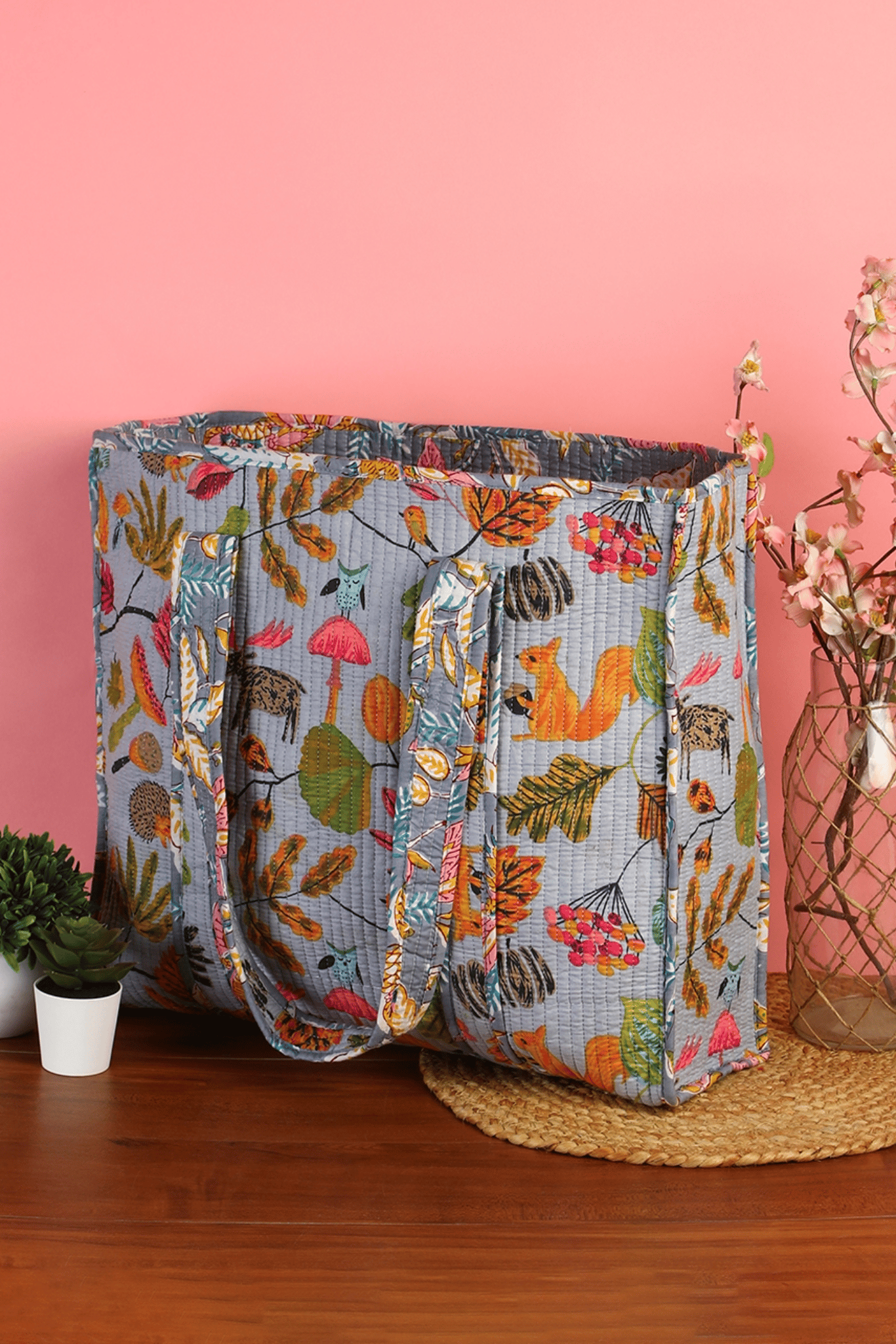 Jungle Bloom Quilted Tote Bag