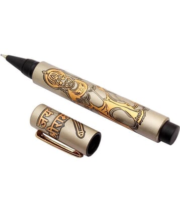 Srpc Sumo Lord Shri Hanumanji Engraved Ball Point Pen Golden Trims Blue Refill