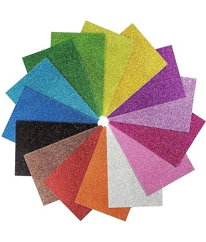 FREEDY A4 Glitter Foam Sheet Sparkles 2 mm Thick 10 Different Color, for Art & Craft (self Adhesive)