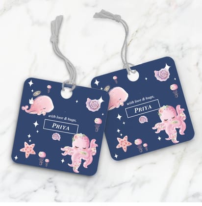 Blushing Underseas Gift Tag (kids)-Navy