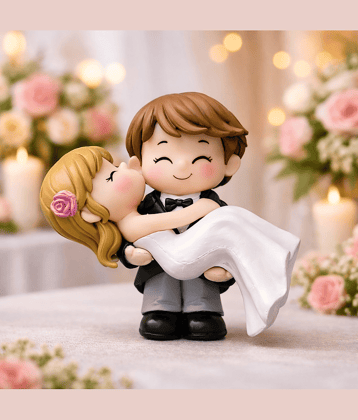 Exopick Miniature Sweetheart Couple Figurines for Wedding, Anniversary, Birthday, Valentine's Day