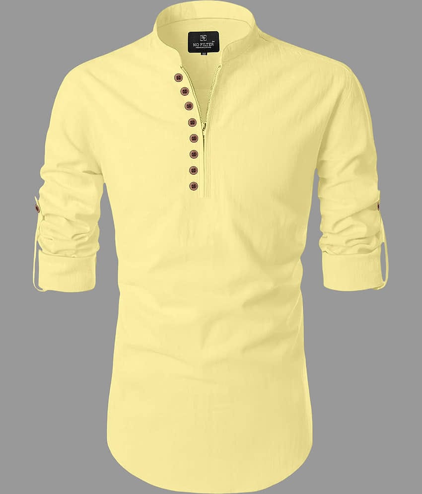 Nofilter Yellow Cotton Blend Men's Regular Kurta ( Pack of 1 )