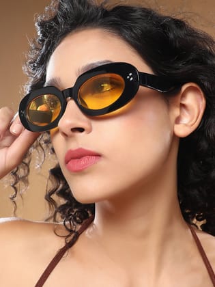 The Audrey Oval Sunglass - Onyx Black-Sunglass