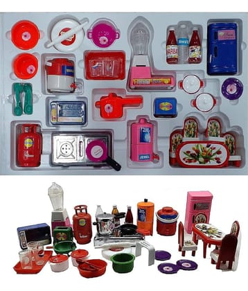 Mini Kitchen Ware and Plastic Non Toxic Indian Kitchen Set Great Kitchen Toys for Girls (Kid's Love Kitchen Set) Indoor Game, Best for Gift/Return Gift- (Multicolor)