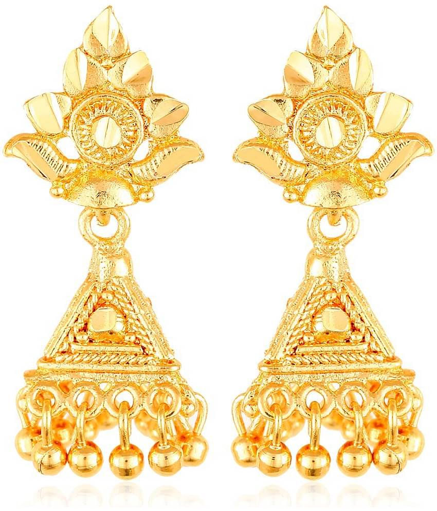 Vighnaharta - Golden Jhumki Earrings ( Pack of 1 )