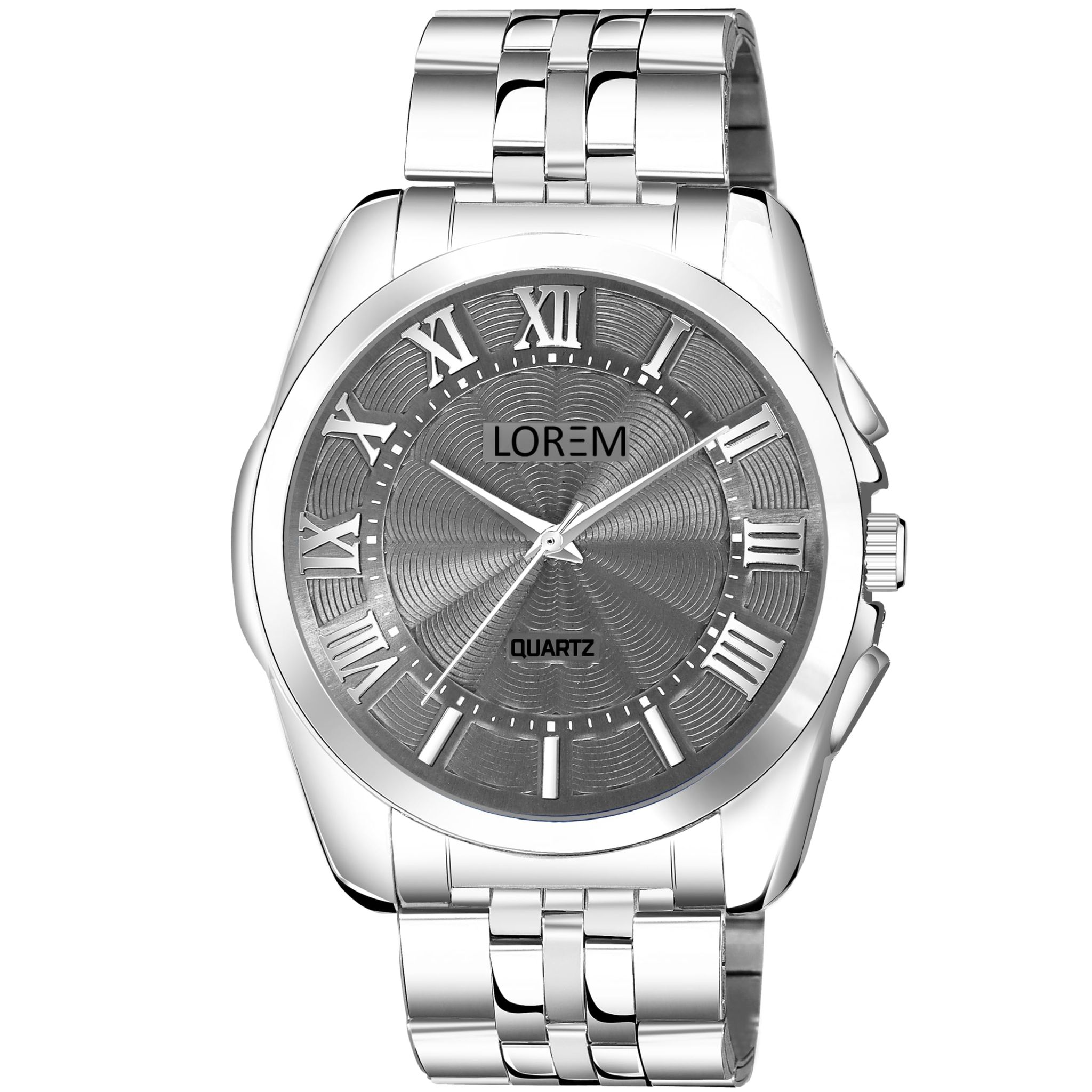 LOREM Black 3D Roman Stainless Steel Analog Watch for Men LR125-UF