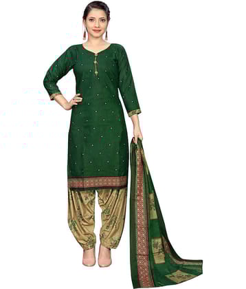 Rajnandini Women Cotton Blend Printed Straight Kurti With Patiala Salwar ( Green )