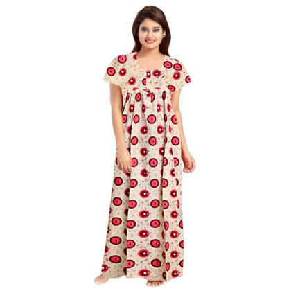 Women's Cotton Printed Maxi Nighty Size XL (Red)
