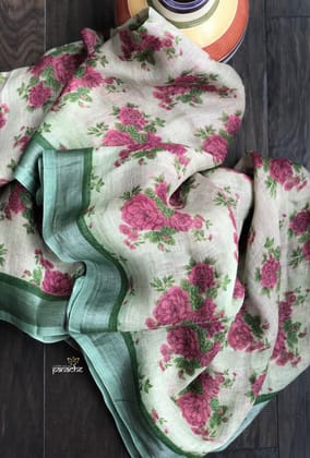 AWESOME COLLECTION LINEN PRINTED SAREE 1366