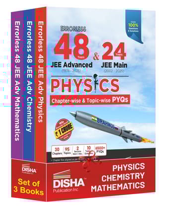 Disha Combo (set of 3 Books) Errorless 48 Years JEE Advanced (1978 - 2025) & 24 Year JEE Main (2002 - 2025) PHYSICS, CHEMISTRY & MATHEMATICS Chapter-wise & Topic-wise PYQ Books 21st Edition | JEE